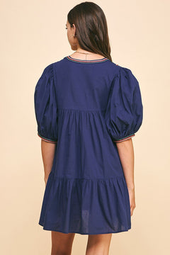 Tape Trim Detail Mini Dress - Lush Lemon - Women&