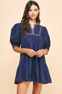 Tape Trim Detail Mini Dress - Lush Lemon - Women&