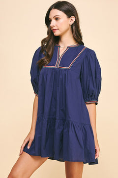 Tape Trim Detail Mini Dress - Lush Lemon - Women&