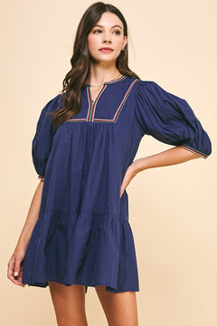 Tape Trim Detail Mini Dress - Lush Lemon - Women&