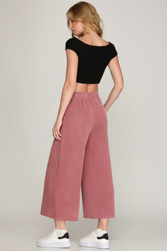 Textured Knit Capri Set - Lush Lemon - Women&