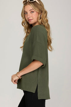 Textured Knit Capri Set - Lush Lemon - Women&