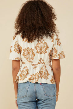 Textured Lace V - Neck Top - Lush Lemon - Women&