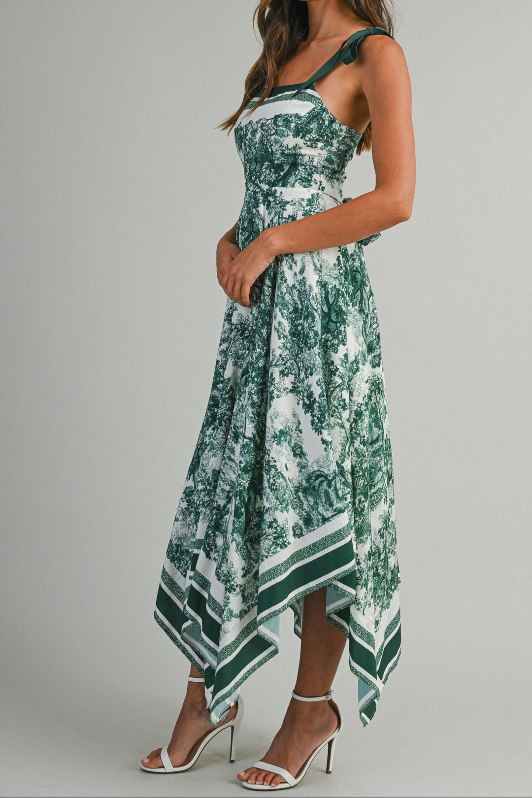Toile Border Handkerchief Midi Dress - Mable