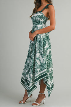 Toile Border Handkerchief Midi Dress - Lush Lemon - Women&