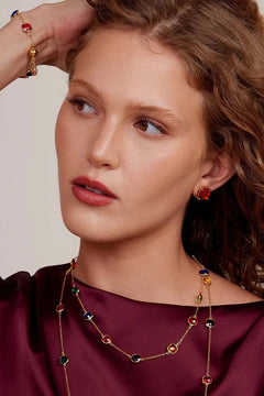 Triple - Plated Crystal Collar Necklace W/ Adjustable Length - Lush Lemon - Women&