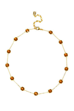 Triple - Plated Crystal Collar Necklace W/ Adjustable Length - Lush Lemon - Women&