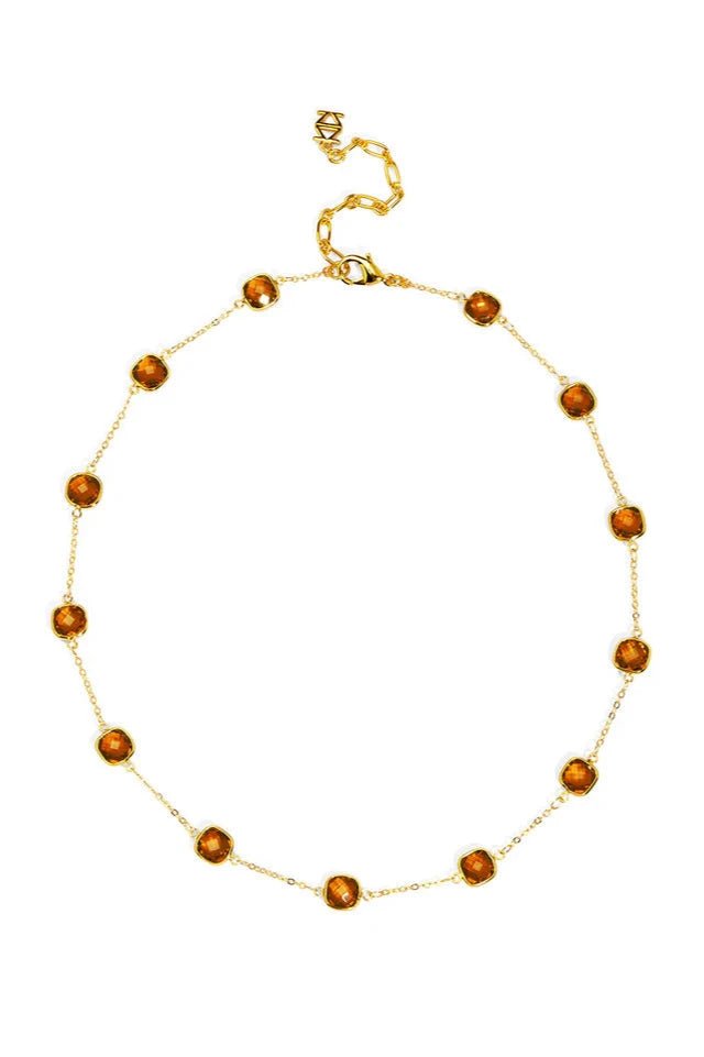 Triple - Plated Crystal Collar Necklace W/ Adjustable Length - Lush Lemon - Women's Accessories - Zenzii - 97981891103581