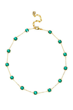 Triple - Plated Crystal Collar Necklace W/ Adjustable Length - Lush Lemon - Women&