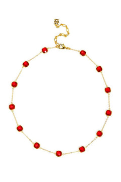 Triple - Plated Crystal Collar Necklace W/ Adjustable Length - Lush Lemon - Women&