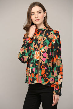 Tucked Lace Insert Blouse - Lush Lemon - Women&