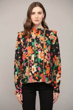 Tucked Lace Insert Blouse - Lush Lemon - Women&