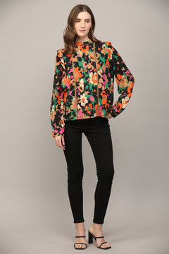 Tucked Lace Insert Blouse - Lush Lemon - Women&