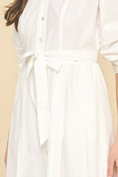 Tucked Sleeve Button Down Midi Dress - Lush Lemon - Women&