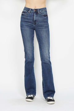 Tummy Control Embroidered Bootcut Jeans - Lush Lemon - Women&