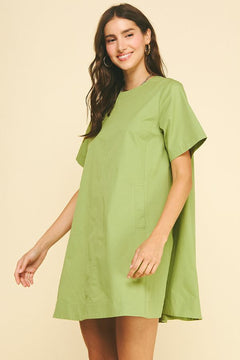 Tunic Mini Dress with Tucked Detail - Lush Lemon - Women&