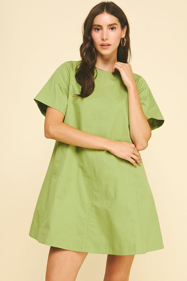 Tunic Mini Dress with Tucked Detail - Lush Lemon - Women's Clothing - Pinch - 14266761368509