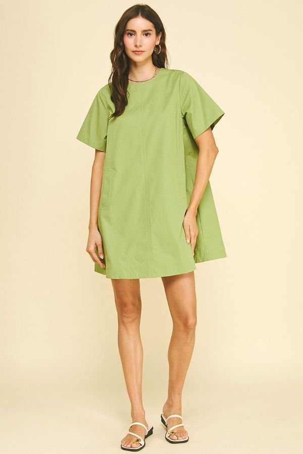 Tunic Mini Dress with Tucked Detail - Lush Lemon - Women's Clothing - Pinch - 14266761368509