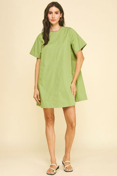 Tunic Mini Dress with Tucked Detail - Lush Lemon - Women&