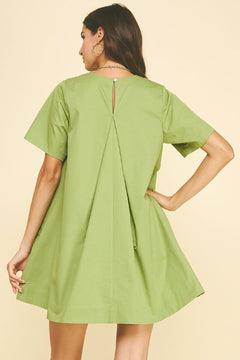 Tunic Mini Dress with Tucked Detail - Lush Lemon - Women&