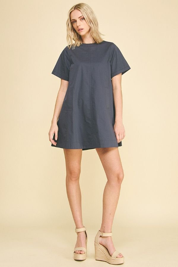 Tunic Mini Dress with Tucked Detail - Lush Lemon - Women's Clothing - Pinch - 25899191078397