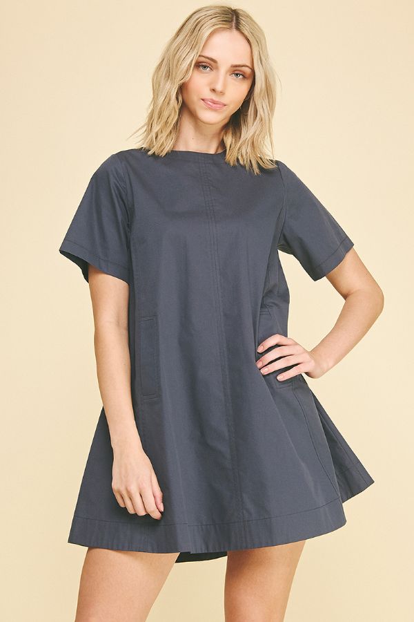 Tunic Mini Dress with Tucked Detail - Lush Lemon - Women's Clothing - Pinch - 25899191078397