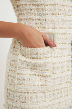 Tweed Colorblock Mini Dress - Lush Lemon - Women&