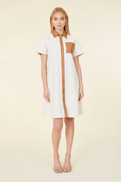 Vegan Leather Perforated Short Sleeve Dress - Lush Lemon - Women&