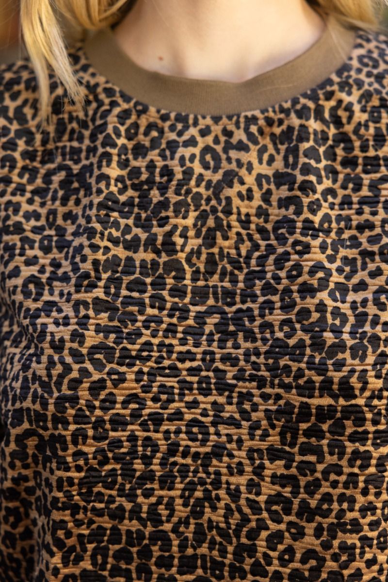 Velvet Animal Print Top W/Wavy Hem - Lush Lemon - Women's Clothing - Voy - 43615171009277