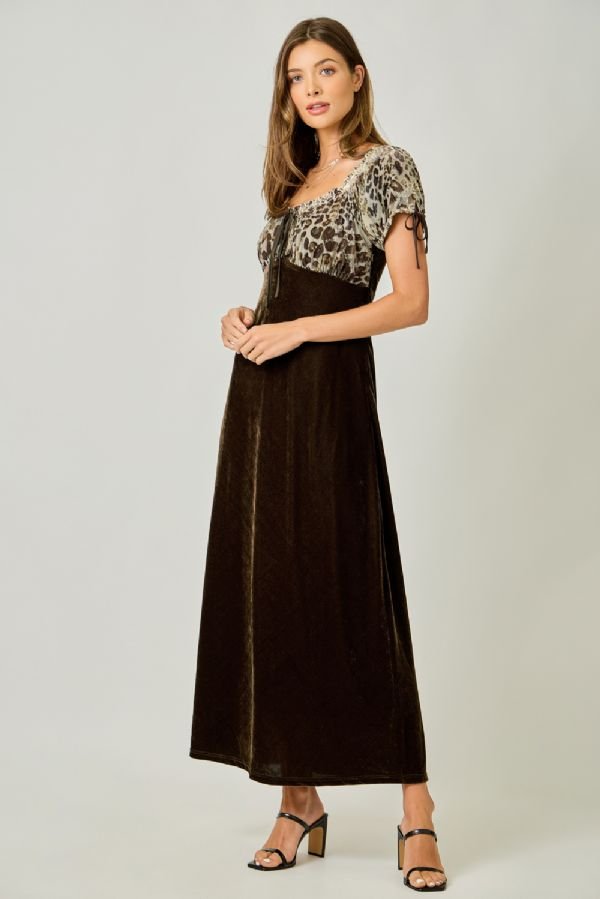 Velvet Puff Sleeve Long Dress - Lush Lemon - Women's Clothing - Mystree - 44273311053245