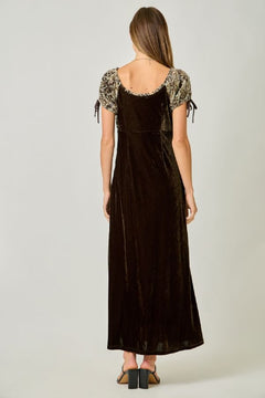 Velvet Puff Sleeve Long Dress - Lush Lemon - Women&