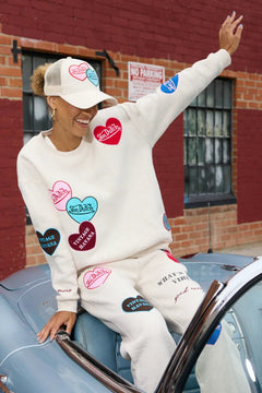 Von Dutch Heart Patch Crew Neck Sweatshirt - Lush Lemon - Women&