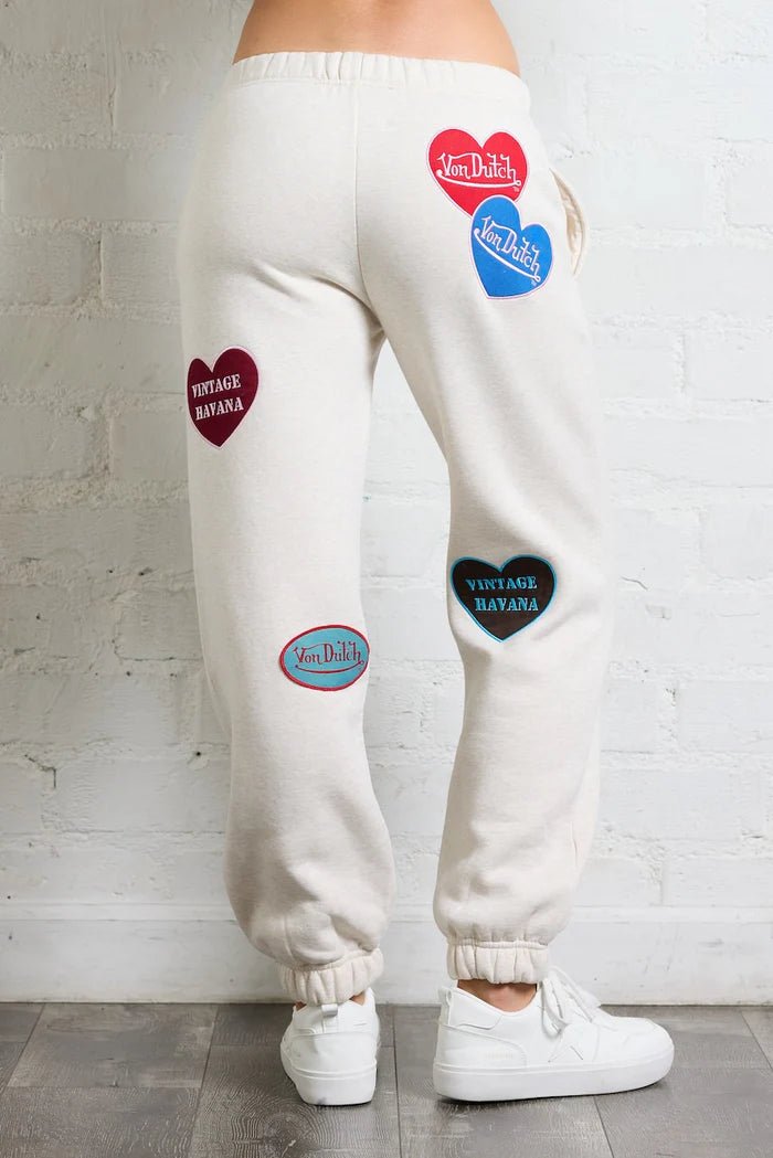 Von Dutch Heart Patches Jogger - Lush Lemon - Women's Clothing - Vintage Havana - 84400771079965