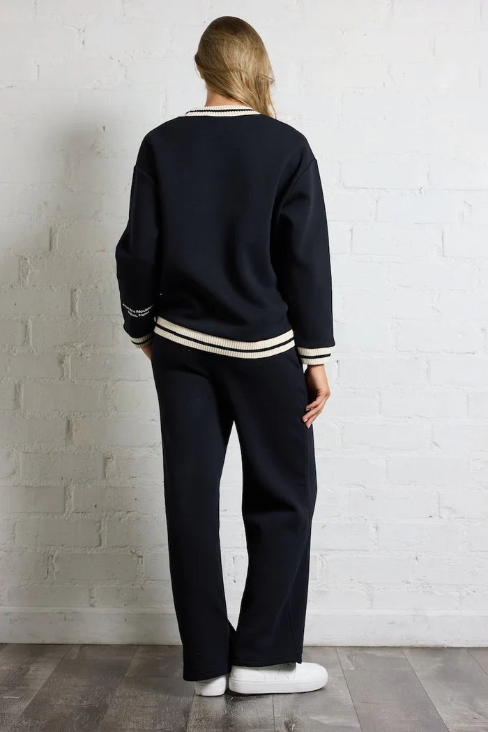 Von Dutch Striped Crew Neck Sweatshirt - Lush Lemon - Women's Clothing - Vintage Havana - 74460501069565