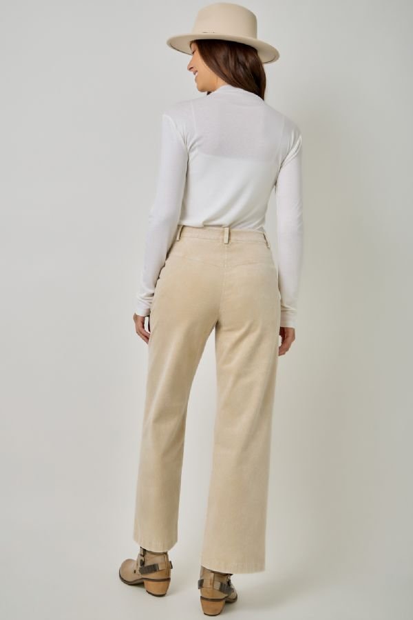 Washed Corduroy Trousers - Lush Lemon - Women's Clothing - Mystree - 31867111000317