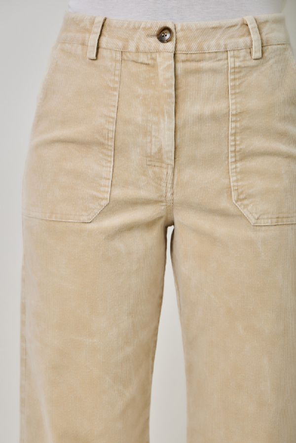 Washed Corduroy Trousers - Lush Lemon - Women's Clothing - Mystree - 31867111000317