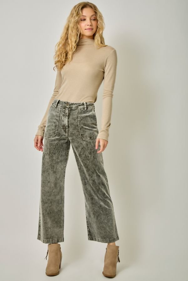 Washed Corduroy Trousers - Lush Lemon - Women's Clothing - Mystree - 71867111398621