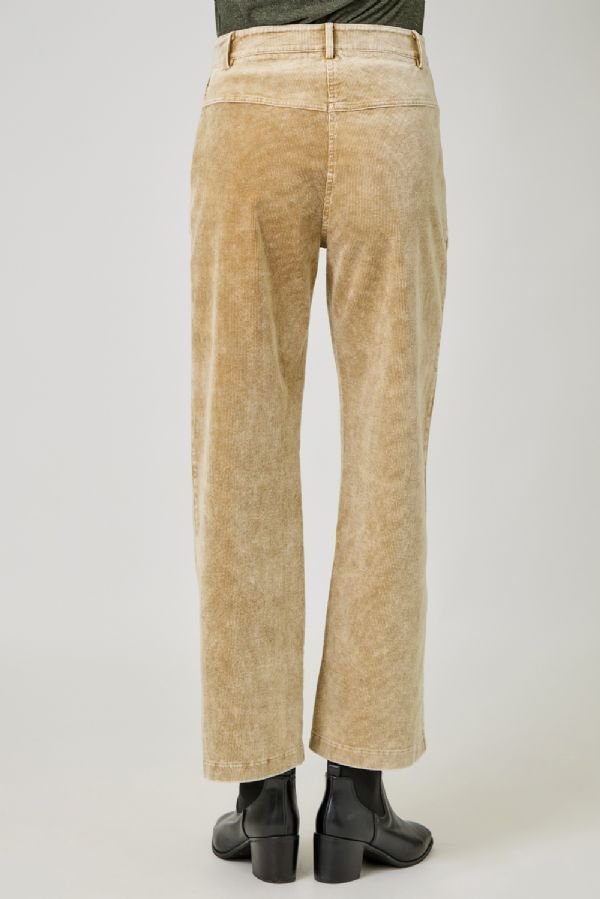 Washed Corduroy Trousers - Lush Lemon - Women's Clothing - Mystree - 78206811021149