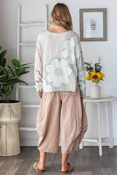 Washed Eyelet Patchwork Knit Top - Lush Lemon - Women&