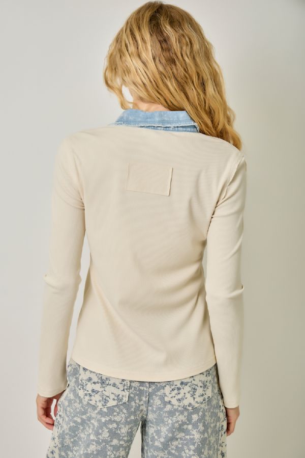 Washed Thermal Button Down Top - Lush Lemon - Women's Clothing - Mystree - 17534811084989