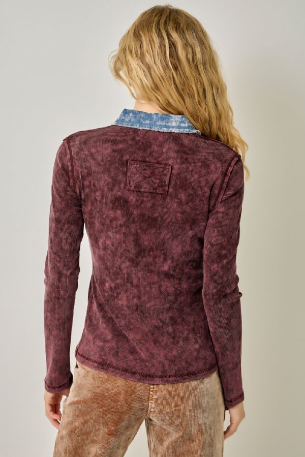 Washed Thermal Button Down Top - Lush Lemon - Women's Clothing - Mystree - 17534811383293