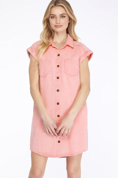 Washed Twill Shirt Dress - Lush Lemon - Women&
