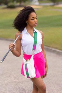 White Coated Perforated Neoprene HydroBag® W/Pink/Green Stripe - Lush Lemon - Women&