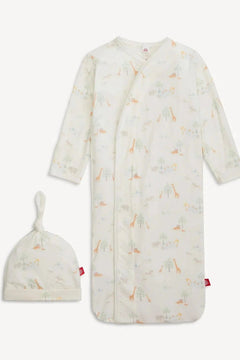 White Serene Safari Magnetic Gown &amp; Hat Set - Lush Lemon - Children&
