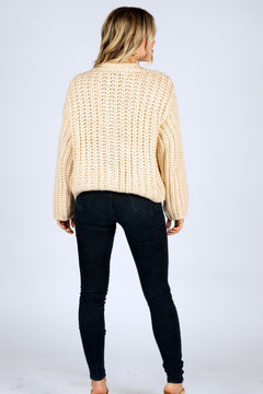 Zelle Chunky Knit Cardigan - Lush Lemon - Women&