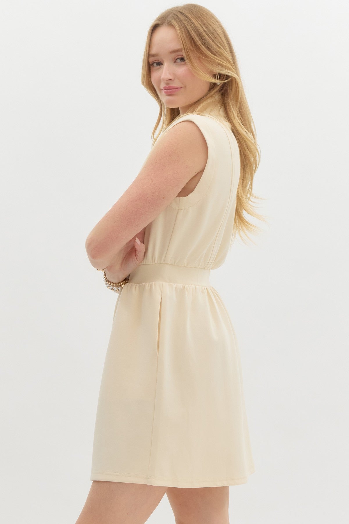 Zip Front Sleeveless Mini Dress - Entro - Lush Lemon