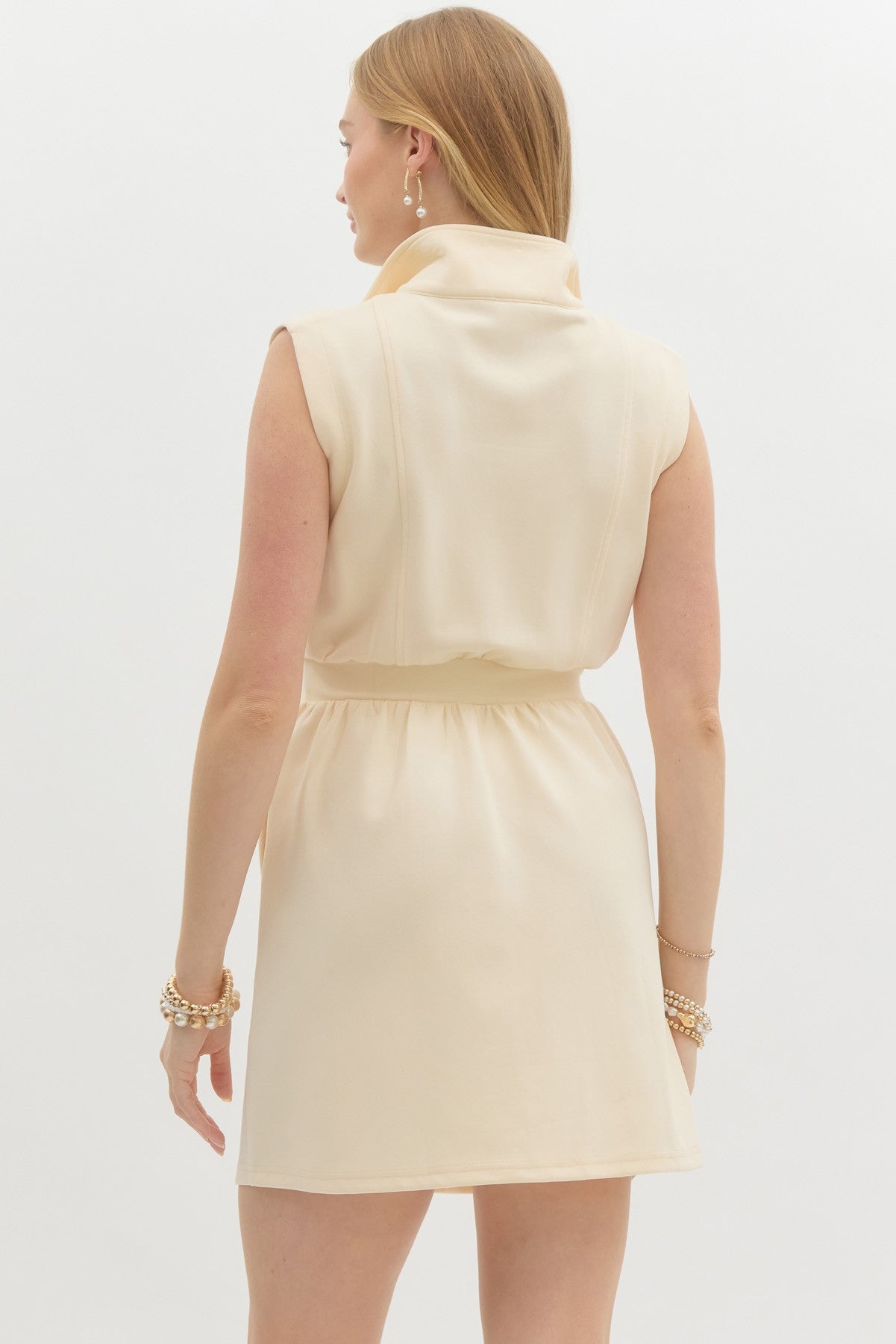 Zip Front Sleeveless Mini Dress - Entro - Lush Lemon