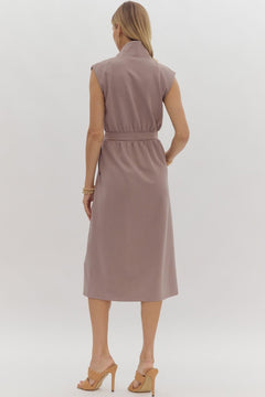 Zip - Up Midi Dress - Lush Lemon - Women&