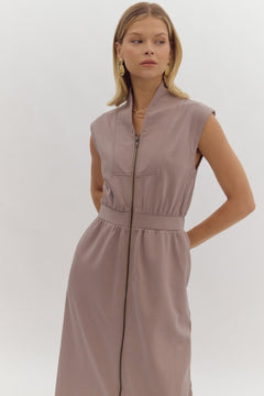 Zip - Up Midi Dress - Lush Lemon - Women&