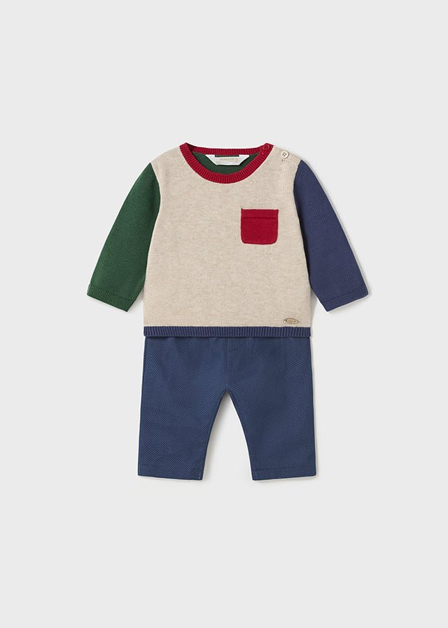 2 Piece Boys Knit Infant Set Colorblock - Lush Lemon - Children's Clothing - Mayoral - 8445865041478